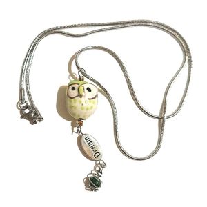 Owl Dream Jade Stainless Steel Drop Necklace